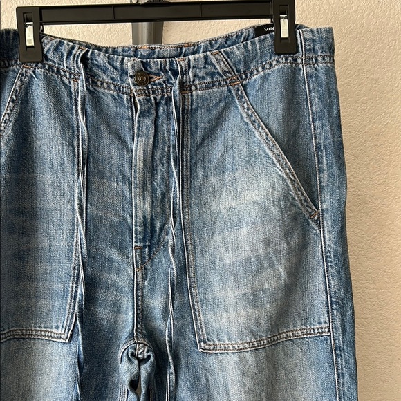Vince Blue Ankle Cropped Jeans Cotton Linen blend slouchy size 28 - Picture 2 of 7